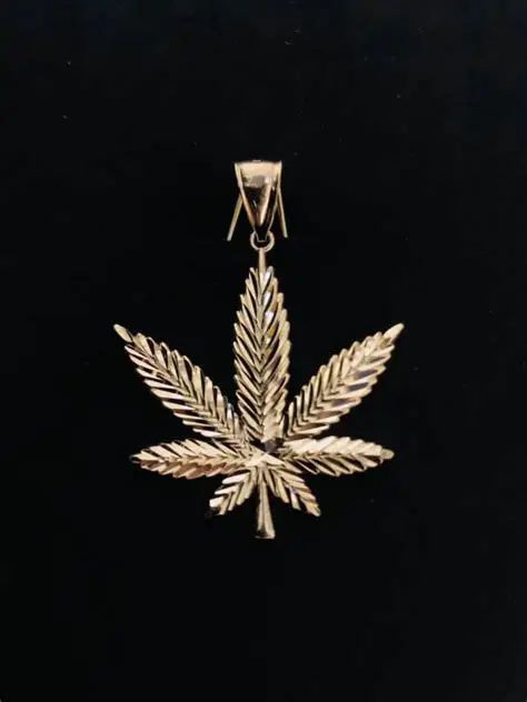 Diamond-cut gold leaf pendant with detailed texture